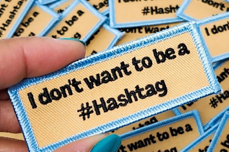Exclusive,"I Don't Want to Be a Hashtag" Badge, Iron-on Embroidered Patch, Craft Supplies, Small Patch, 3" x 1", Black Lives Matter