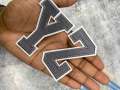 New, "GRAY" 3" Embroidered Letter w/White Felt, Varsity Letter Patch, 1-pc, Iron-on Backing, Choose Your Letter, A-Z Letters, DIY Letters,