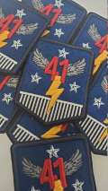 NEW, 41 Thunder Royalty Crest, Navy Blue, Red and Gold Emblem patch, DIY, Embroidered Applique Iron On Patch, Size 5"x4"