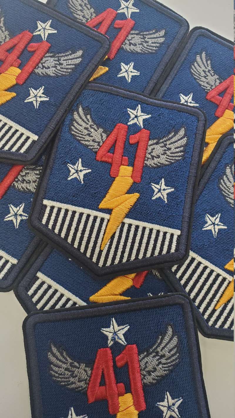 NEW, 41 Thunder Royalty Crest, Navy Blue, Red and Gold Emblem patch, DIY, Embroidered Applique Iron On Patch, Size 5"x4"