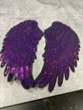 New Sequins, PURPLE Angel Wings Patch (iron-on) Size 10"x5.5", LARGE Bling Patch for Denim Jacket, Shirts, Hoodies, and More