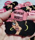 NEW, "Get Out Yo Feelings, Boo" 4" Iron or Sew on Embroidered 3D Afrocentric Patch, Exclusive Patch for DIY Crafts