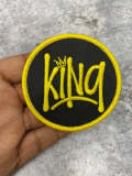 Pro Black "KING" Popular Patch, 4-inch Circular Iron-on Embroidered Patch; Pro Black Patch, DIY Craft Apparel & Accessories