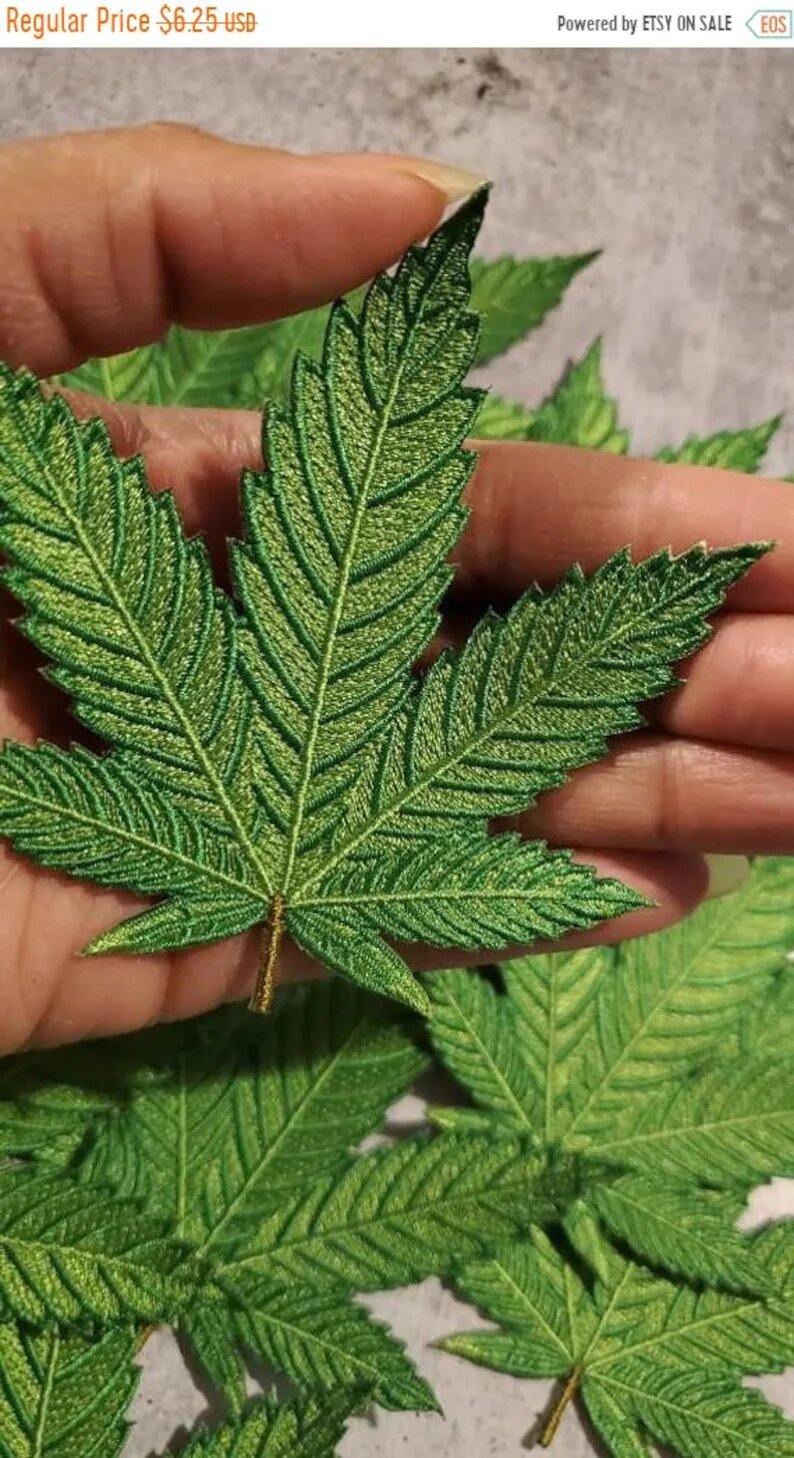 NEW, Limited Edition, "Cannabis Leaf" Iron-On Patch, Embroidered Patch Grab Bag, Patches for Weed Lovers, Cannibas Badge, THC, CBD Lover, 4"