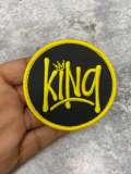 Pro Black "KING" Popular Patch, 4-inch Circular Iron-on Embroidered Patch; Pro Black Patch, DIY Craft Apparel & Accessories