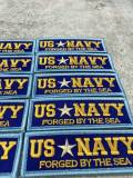 New "US NAVY" Military Emblem, Navy Blue & Gold, with White Star, Embroidery Patch, Size 3"x1", Iron-on Patch, Small Badge for Clothing