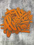 Exclusive, Orange & Gray "Hustle" Chenille Patch (iron-on) Size 10"x8", Varsity Patch for Denim Jacket, Shirts and Hoodies, Large Patch