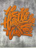 Exclusive, Orange & Gray "Hustle" Chenille Patch (iron-on) Size 10"x8", Varsity Patch for Denim Jacket, Shirts and Hoodies, Large Patch