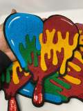 Vibrant 1-pc Chenille Patch "Colorful Dripping Heart " Patch (sew-on) Size 9X11", Exclusive Chenille Patch, Denim Jacket, Shirts, & Hoodies