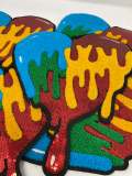 Vibrant 1-pc Chenille Patch "Colorful Dripping Heart " Patch (sew-on) Size 9X11", Exclusive Chenille Patch, Denim Jacket, Shirts, & Hoodies