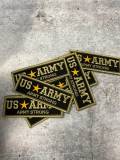 New "US ARMY" Military Emblem, Army Green & Black, with Gold Star, Embroidery Patch, Size 3"x1", Iron-on Patch, Small Badge for Clothing