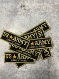 New "US ARMY" Military Emblem, Army Green & Black, with Gold Star, Embroidery Patch, Size 3"x1", Iron-on Patch, Small Badge for Clothing