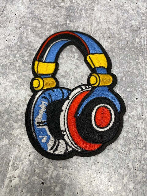 New, Exclusive, "Music Lovers Heaphones", Iron or Sew-on Embroidered 3D Music Patch, Exclusive Appliques, Size 5"