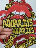 12-Pc Set|Poppin' Lip and Metallic Chain Iron-On Patch Set, Zodiac Set|Astrology Appliques|Cool Embroidered Patches|DIY Patches