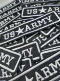 Military Emblem, Black and White "US ARMY" with a star Embroidery Patch, Size 3"x1", Cool Iron-on Patch, Applique for Clothing & Accessories