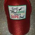 Cool, "She Got Mad Hustle..." Glitter Ponytail Hat, Messy Bun Hat, Women's Empowerment, Bling Hat, Bad Hair Day Hat, Gifts for Her