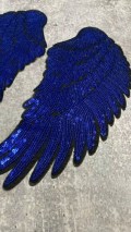 New, Sequins, Royal BLUE Angel Wings Patch (iron-on) Size 10"x5.5", LARGE Bling Patch for Denim Jacket, Shirts, Hoodies, and More