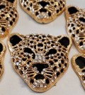 Exclusive, Gold & Black Leopard Charm with Rhinestones, 1-pc Flatback Charm for Crocs, Phone Cases, Sunglasses, Decor, and More! Size 2"x2"