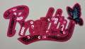 Sequins "Pretty Patch," with butterfly 5"-inch, Cute Appliques For Girls,  Clothing, and Backpacks; Iron-on Patch