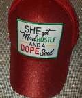 Cool, "She Got Mad Hustle..." Glitter Ponytail Hat, Messy Bun Hat, Women's Empowerment, Bling Hat, Bad Hair Day Hat, Gifts for Her