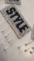 New Arrival, "STYLE" Blinged Out, Dripping Rhinestone Patch with Adhesive, Rhinestone Applique, Size 4"x4", Czech Rhinestones, DIY Applique