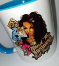 Mind the Business That Pays You, Afrocentric Coffee Mug, 15 oz Ceramic Blue handle/interior colorful mug