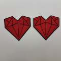Dope, 2-pc Set, Red Heart Shaped Diamonds, 2-inch Patch, Iron or Sew on Embroidered Applique; Diamond Patch, Popular patches and appliques