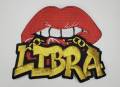 Poppin' Red Lip "Libra" w/Gold Metallic Chain|Iron-On Patch|Astrology Applique|Cool Embroidered Patch|DIY Patch for Denim & Accessories
