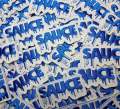 Drippin' "Sauce" 3-inch Patch, Iron or sew on, Embroidered Patch; Fun appliques, Blue and White Patch for Jackets, and Hats