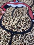 NEW, Leopard Sequin Lips With Velvet Tongue Patch (iron-on) Size 12", LARGE Bling Patch for Denim Jacket, Shirts, Hoodies, and More