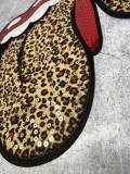 NEW, Leopard Sequin Lips With Velvet Tongue Patch (iron-on) Size 12", LARGE Bling Patch for Denim Jacket, Shirts, Hoodies, and More