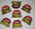 Poppin' Red Lip "Libra" w/Gold Metallic Chain|Iron-On Patch|Astrology Applique|Cool Embroidered Patch|DIY Patch for Denim & Accessories