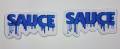 Drippin' "Sauce" 3-inch Patch, Iron or sew on, Embroidered Patch; Fun appliques, Blue and White Patch for Jackets, and Hats