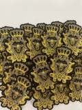 Metallic Gold, Black and Gray Royal Bee Crest, With Crown Emblem patch, DIY, Embroidered Applique Iron On Patch, Size 3"