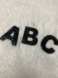26-pc Set, JET Black, Hotfix Rhinestone Letters, Full Alphabet A-Z,  Rhinestone Patch with Adhesive, Mesh Bling Letters, Size 2.28"