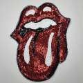 Sequins Red KISS Lips and Tongue Patch (sew-on) Size 13", LARGE Bling Patch for Denim Jacket, Shirts, Hoodies, and More