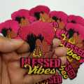 Blessed Vibes, SMALL 3" Hot Pink and Yellow, Inspirational Patch, Iron-on; Black Girl Magic Patch, Positive Thinking Patch for Denim Jacket