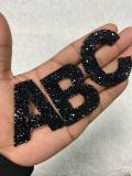 26-pc Set, JET Black, Hotfix Rhinestone Letters, Full Alphabet A-Z,  Rhinestone Patch with Adhesive, Mesh Bling Letters, Size 2.28"