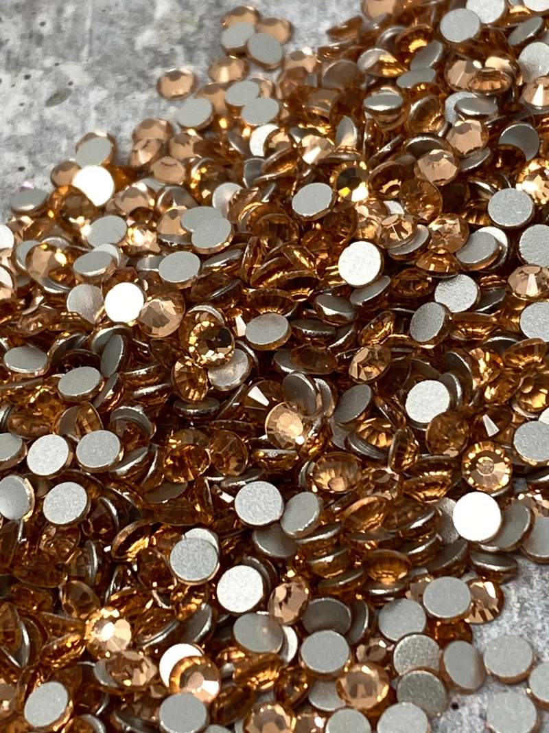 Glass Rhinestones "CHAMPAGNE" Non-Hotfix, Sizes SS6 - SS30, Faceted Rhinestone Crystals, Round FlatBack Glass (1440), Periciosa Stones
