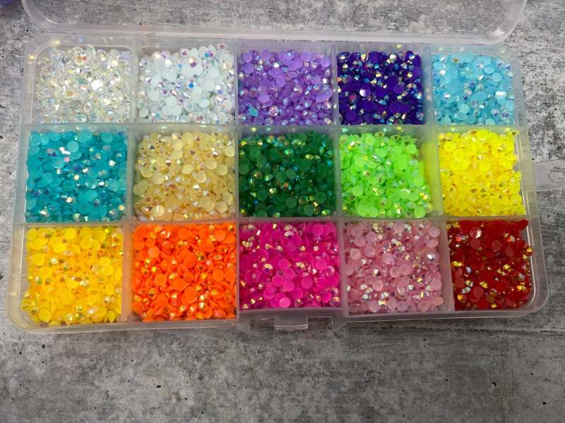 15-Color TRANSPARENT Resin Bling Rhinestone Kit, 15,000 pcs, Flatback Jelly Stones, 3D Nail Art DIY Deco Bling Kit Supplies Embellishments