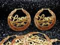 2-pc Gold Bamboo Earring Patch Set | Bamboo Collection | Iron-on Embroidered Appliques, Cool Patches for Clothing | Door Knocker Earrings