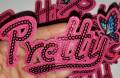Sequins "Pretty Patch," with butterfly 5"-inch, Cute Appliques For Girls,  Clothing, and Backpacks; Iron-on Patch