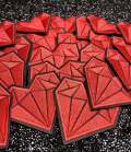 Dope, 2-pc Set, Red Heart Shaped Diamonds, 2-inch Patch, Iron or Sew on Embroidered Applique; Diamond Patch, Popular patches and appliques