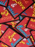 Fun, Colorful 3x3-inch Embroidered Patch, "Peace, Love, Soooul" Iron-on Applique, DIY Jackets, Hats, and Bags