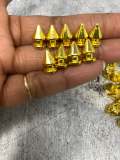 New,"Gold" Spikes, 12mm, 100-pcs, Spikes w/Screws, Small Cone Spikes & Studs, Metallic Screw-Back for DIY Punk, Leather, Bags, and Apparel
