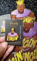 Cool Enamel Pin for Men, "Kingin" Exclusive Lapel Pin, Black King Pin, Size 1.50 inches, with 2 Butterfly Clutches, Lapel Pins for Jackets