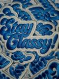 New Arrival, Blue & White Statement Patch, "Stay Classy" 3" DIY Patch, Iron-on Embroidered Patch; Blue Applique for Clothing and Accessories