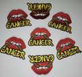 Poppin' Red Lip "Cancer" w/Gold Metallic Chain|Iron-On Patch|Astrology Applique|Cool Embroidered Patch|DIY Patch for Denim & Accessories