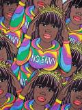 Crowned Diva "No Envy" with Tie-dyed Hoodie, Iron or Sew-on Embroidered 3D Afrocentric Patch, Exclusive Appliques, Size 4.5"