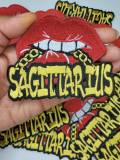 Poppin' Red Lip "Sagittarius" w/Gold Metallic Chain|Iron-On Patch|Astrology Applique|Cool Embroidered Patch|DIY Patch for Denim & Accessoty